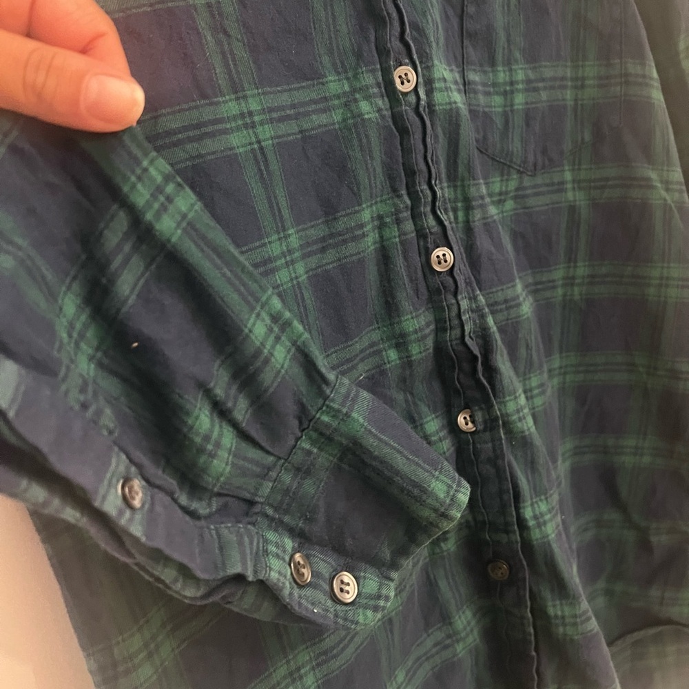 J. Crew Navy and Green Plaid Shirt - Picture 5 of 8